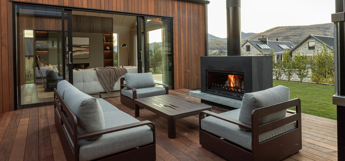 luxury outdoor fireplace