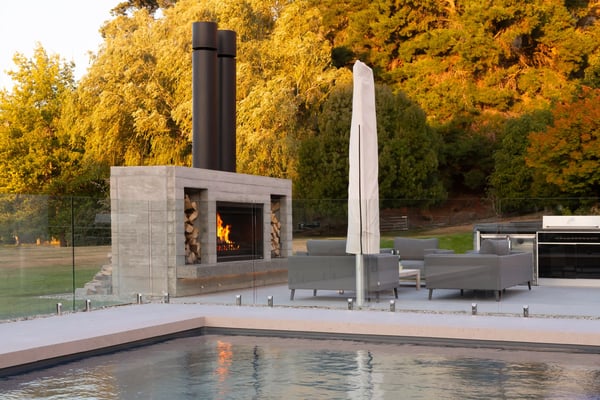 outdoor fireplaces near pool
