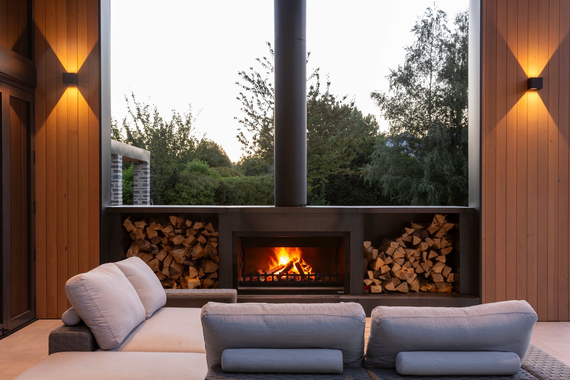 Custom outdoor fireplace