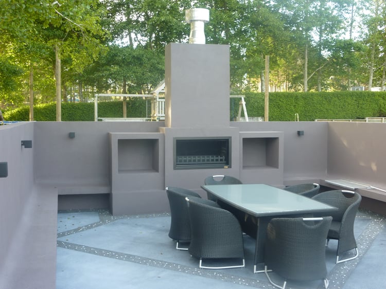 concrete outdoor fireplace