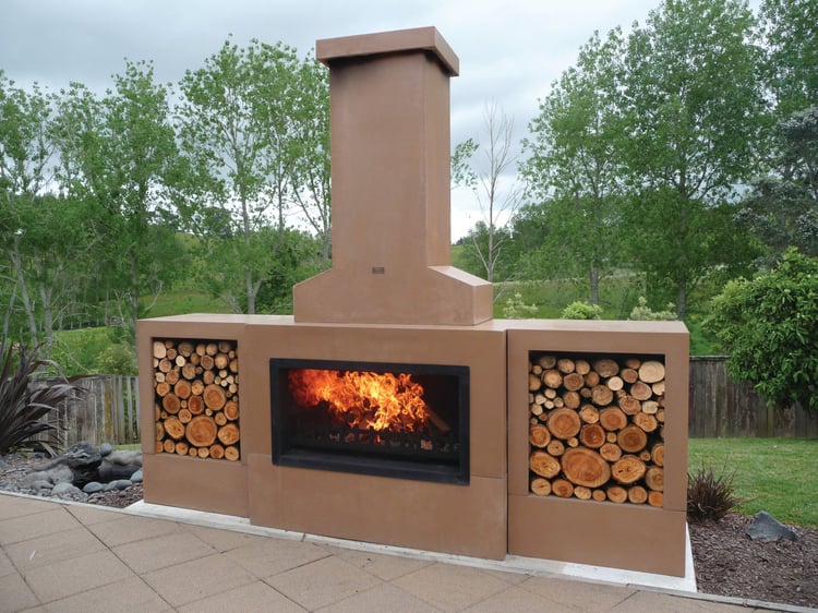 Spanish style outdoor fireplace