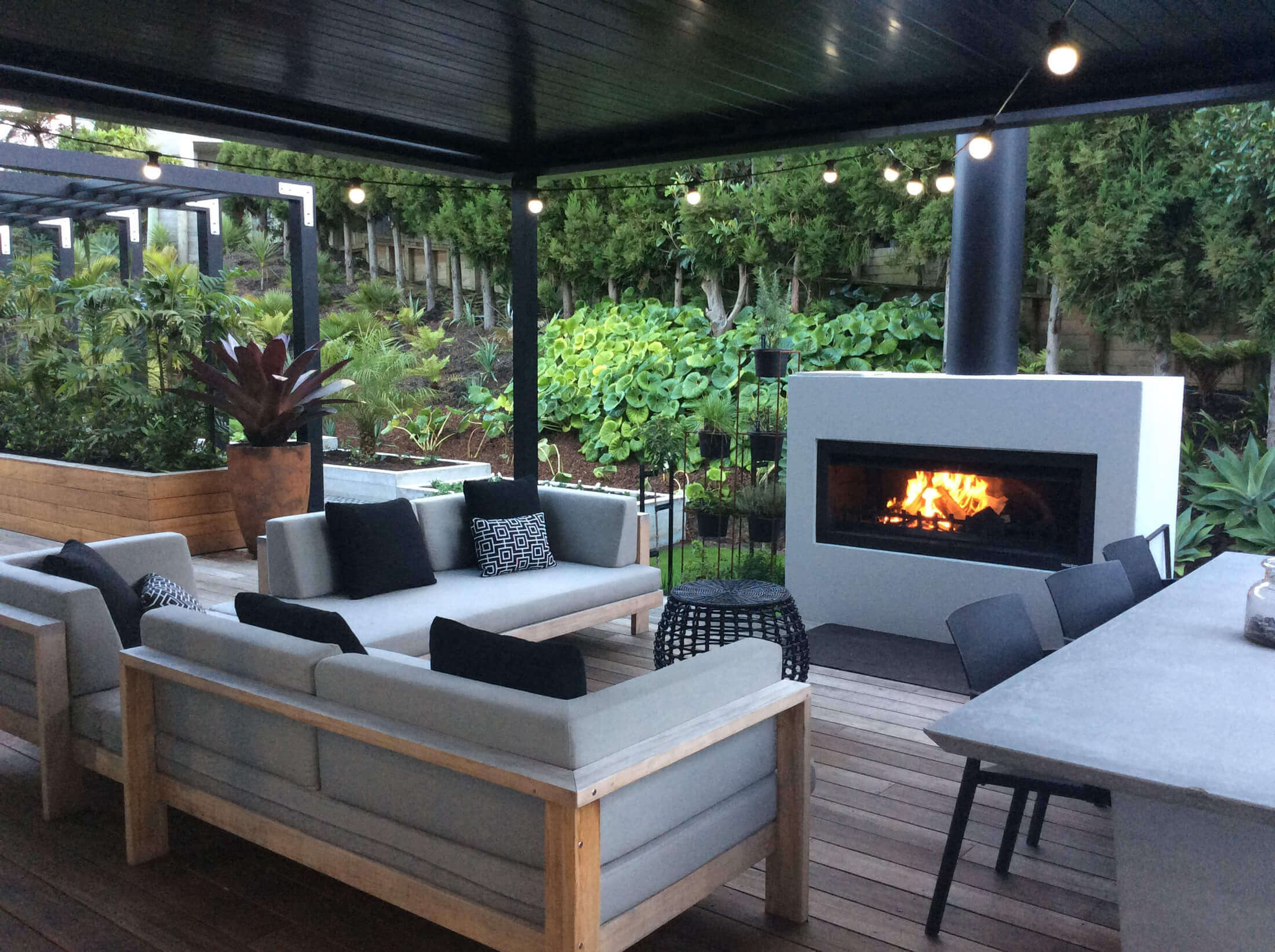 Landscape architecture inspiration featuring an outdoor fireplaces as the focal point