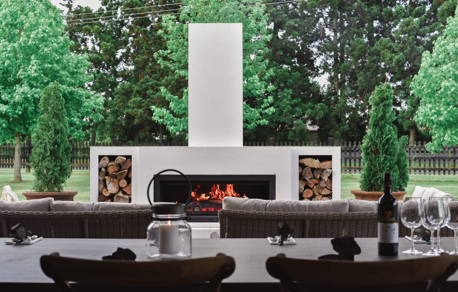 Outdoor gas fireplace vs wood outdoor fireplaces