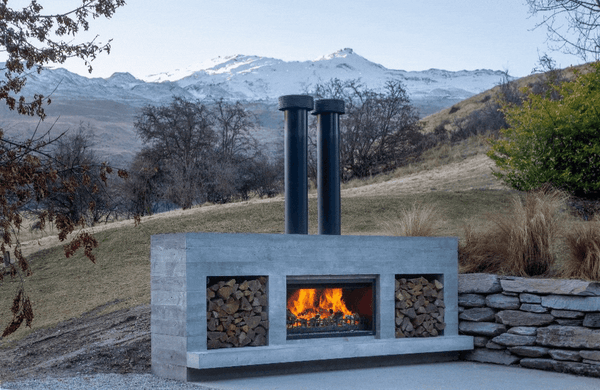 Custom outdoor fireplace for a large space