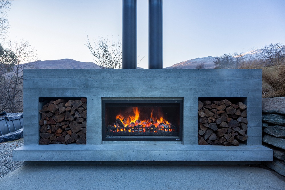 Custom design outdoor fireplace