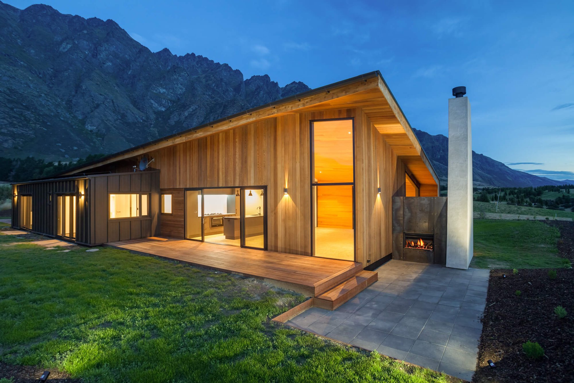 custom outdoor fireplace which has been architecturally designed