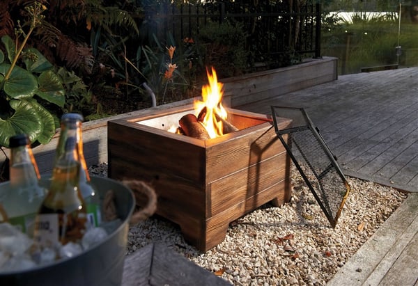 Cast wood fire pit