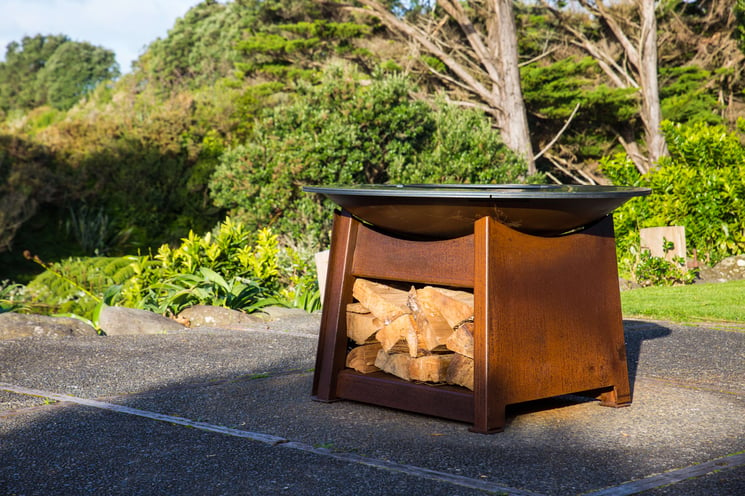 Rust effect on a luxury steel fire pit