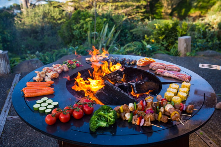 Cooking food on a fire pit