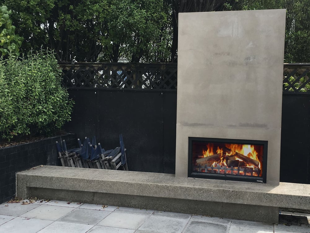 The Hudson outdoor fireplace - concrete finish