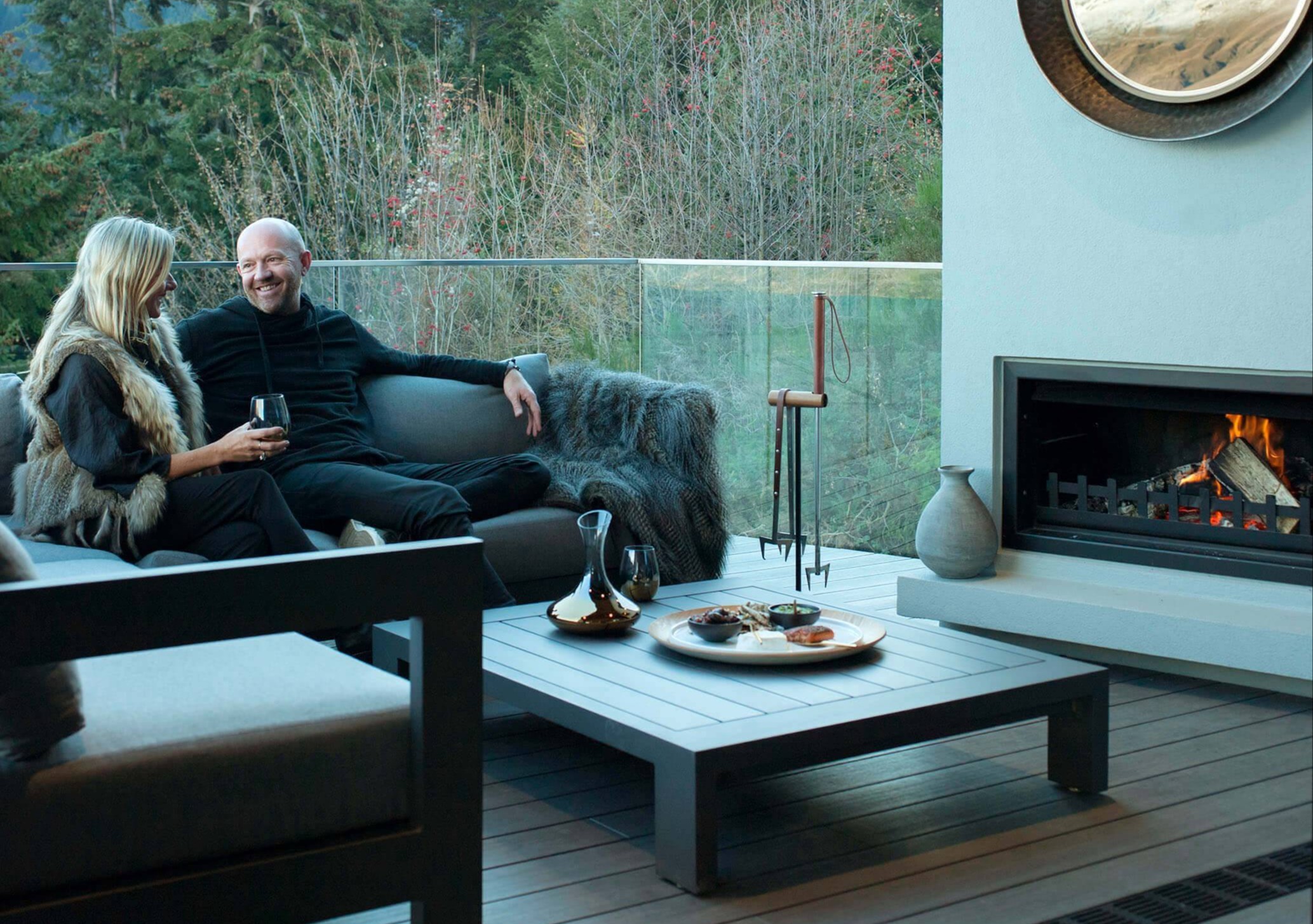 modern outdoor fireplace