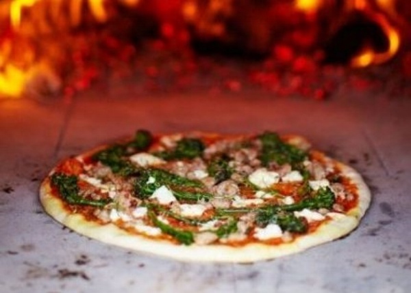 pizza in pizza oven