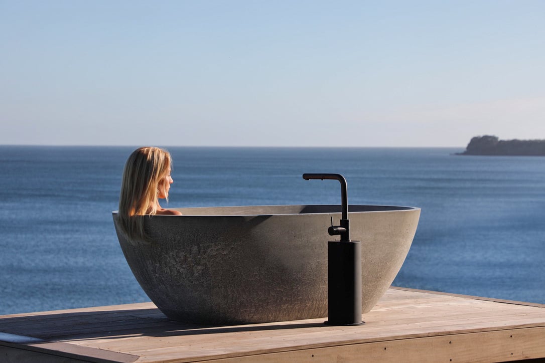 Outdoor bathtub with a view