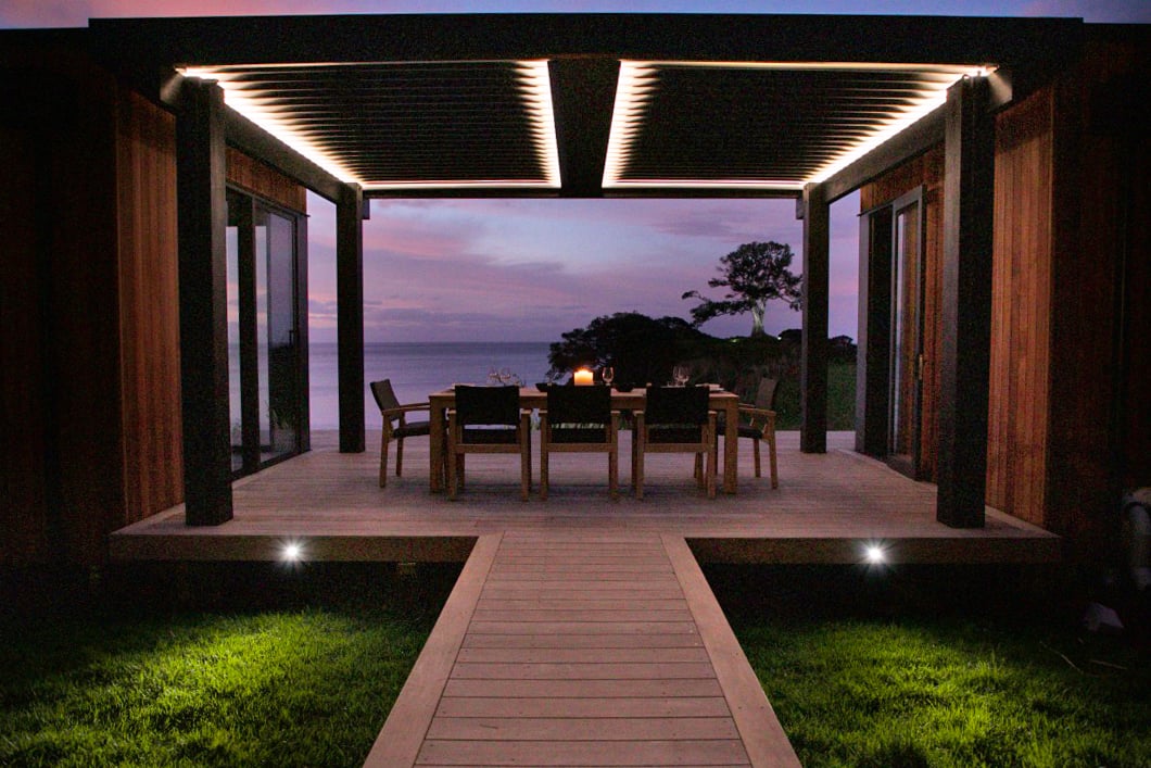 Outdoor dinning at sunset