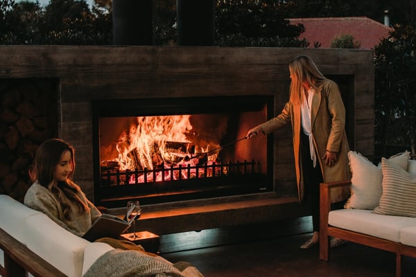 Twin Peak large outdoor fireplace by Trendz