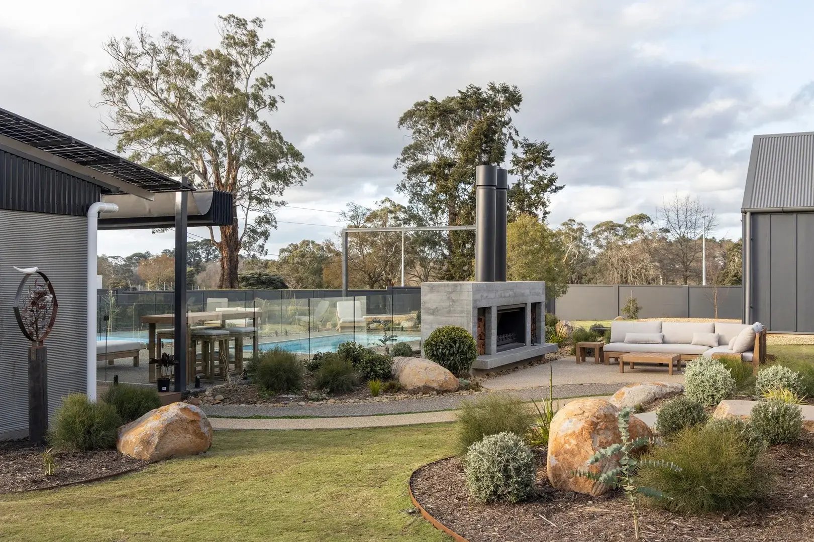 Twin Peak outdoor fireplace on The Block Australia