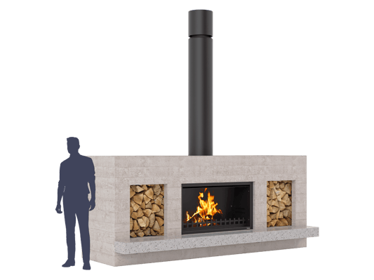 Single Peak w Hearth Silhouette Fire