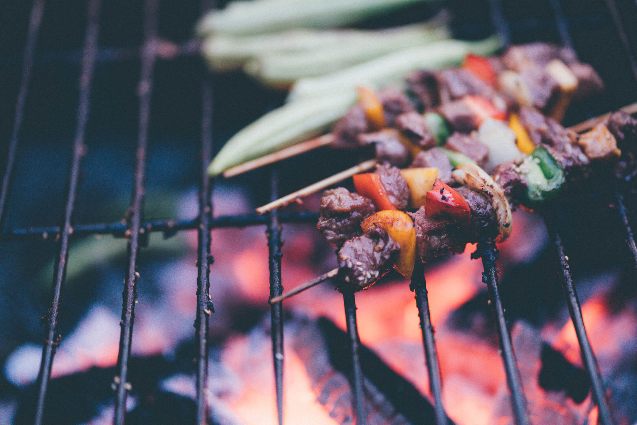 Cooking on an outdoor fireplace