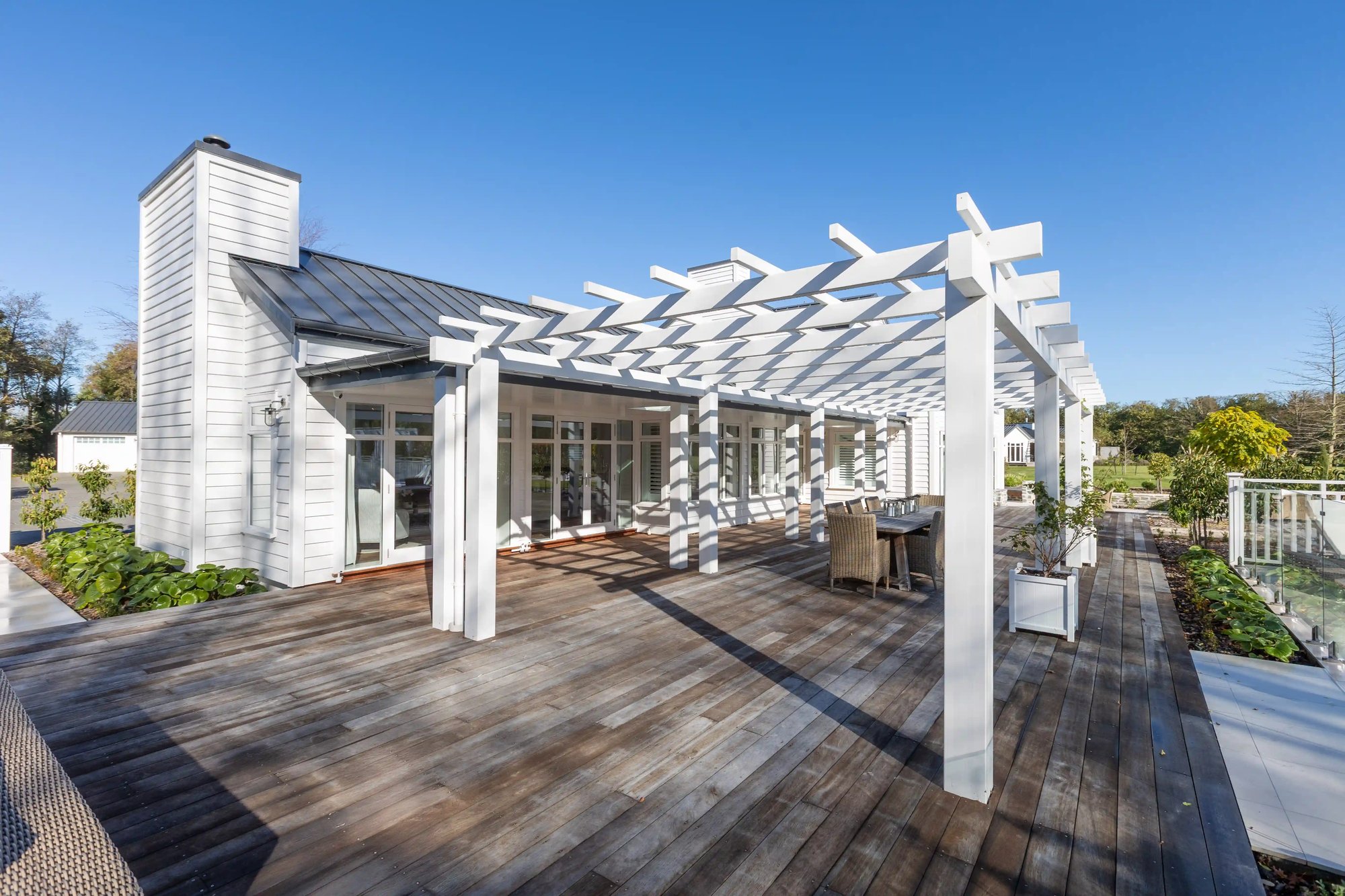 Award-winning villa featuring Trendz outdoor fireplace