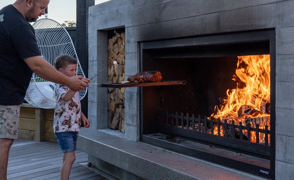 Fireplace with cooking grill