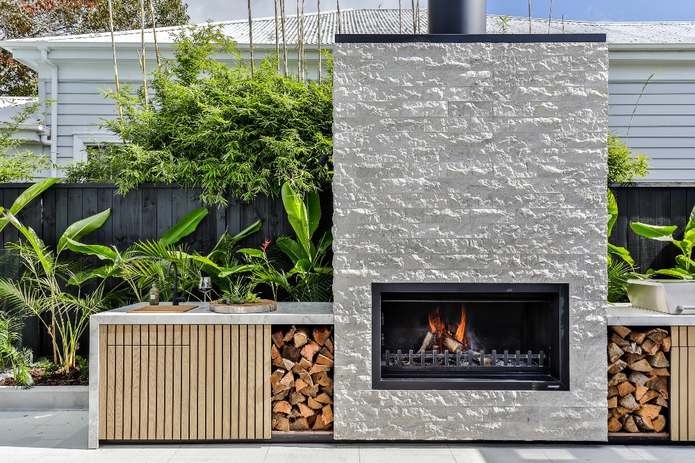 Custom outdoor fireplace