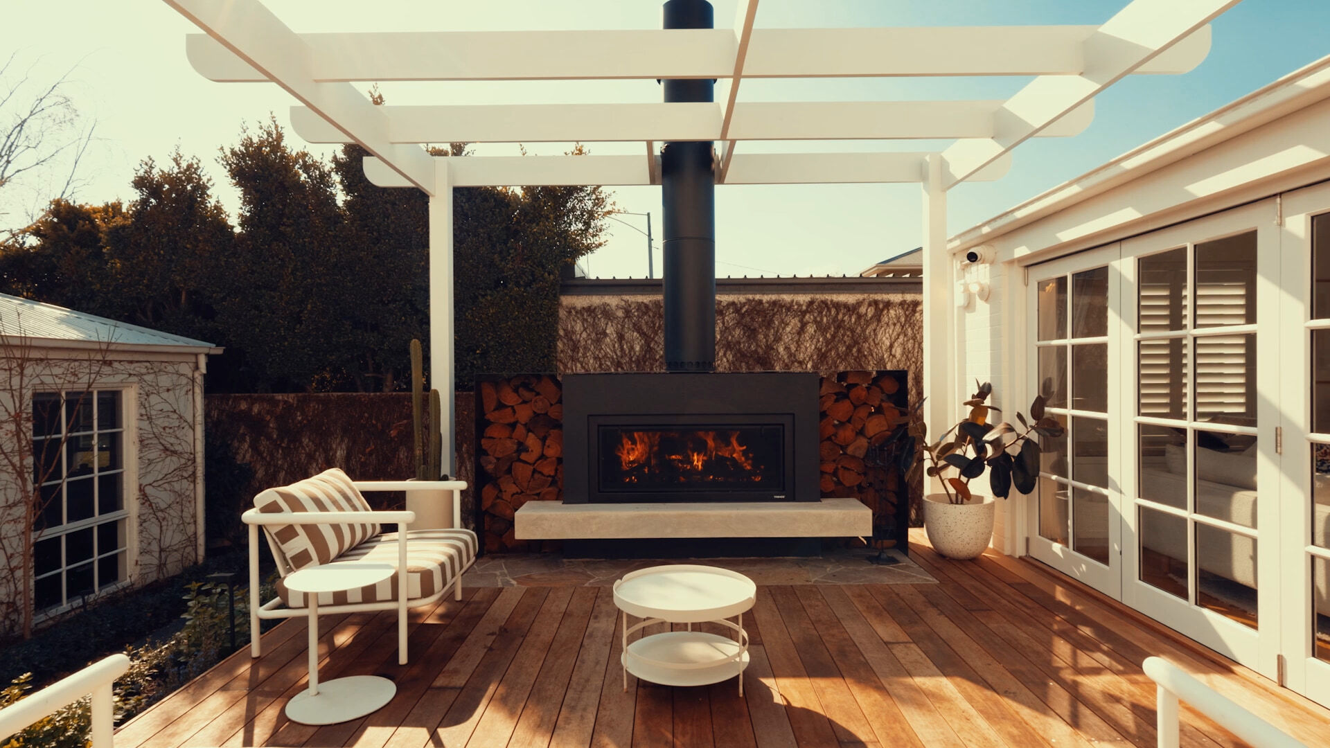 Can I install an outdoor fireplace on a timber deck?