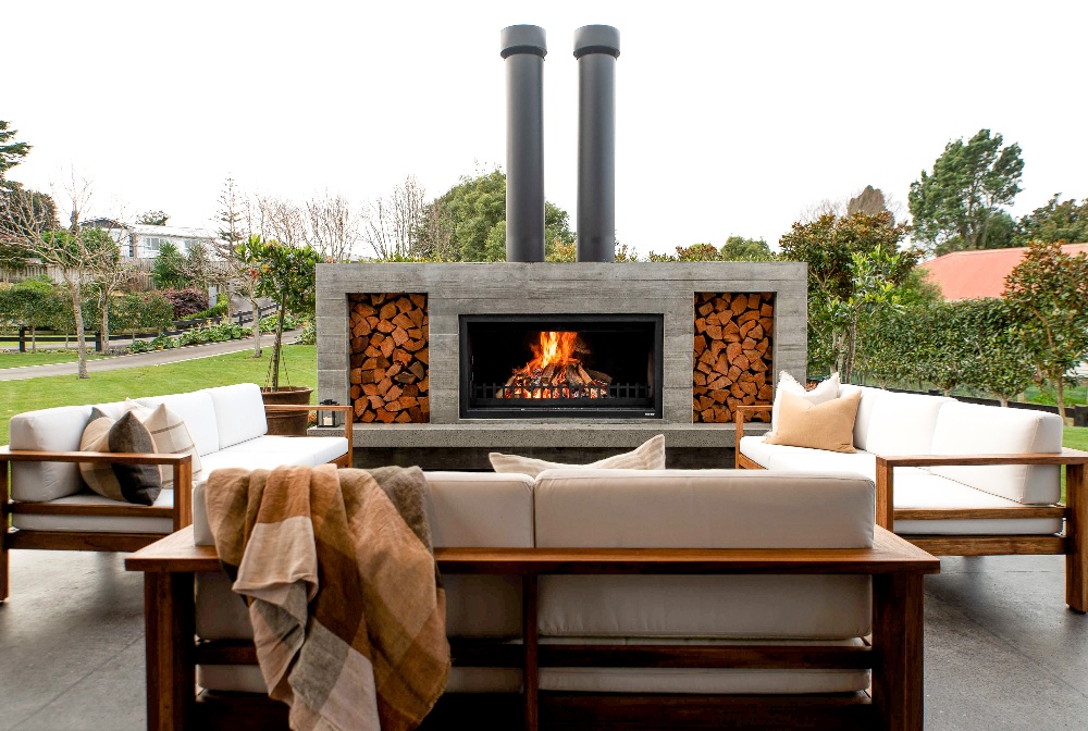Twin peak custom designer fireplace