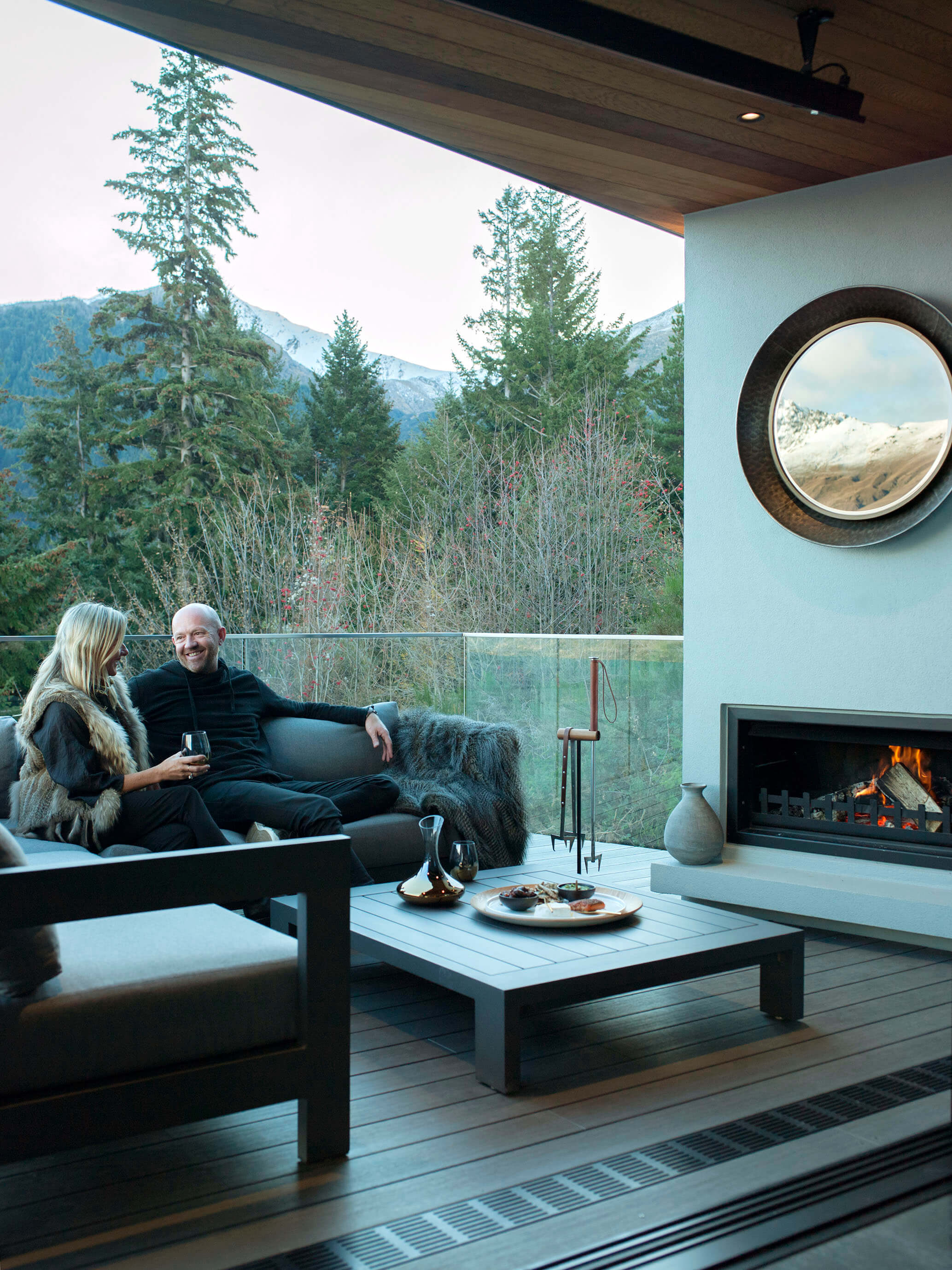 Hudson outdoor fireplace in outdoor room