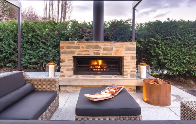 Stylish outdoor fireplace