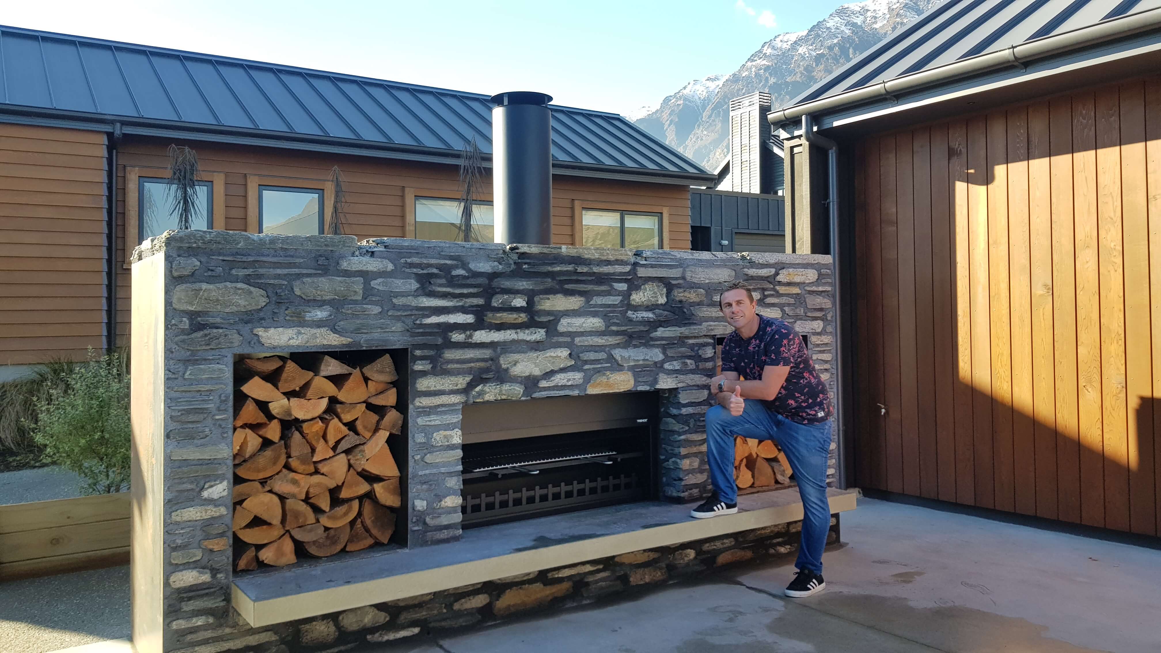 Justin Marshall's custom made outdoor fireplace