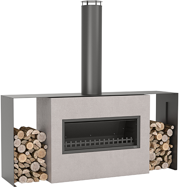 Custom designed outdoor fireplace