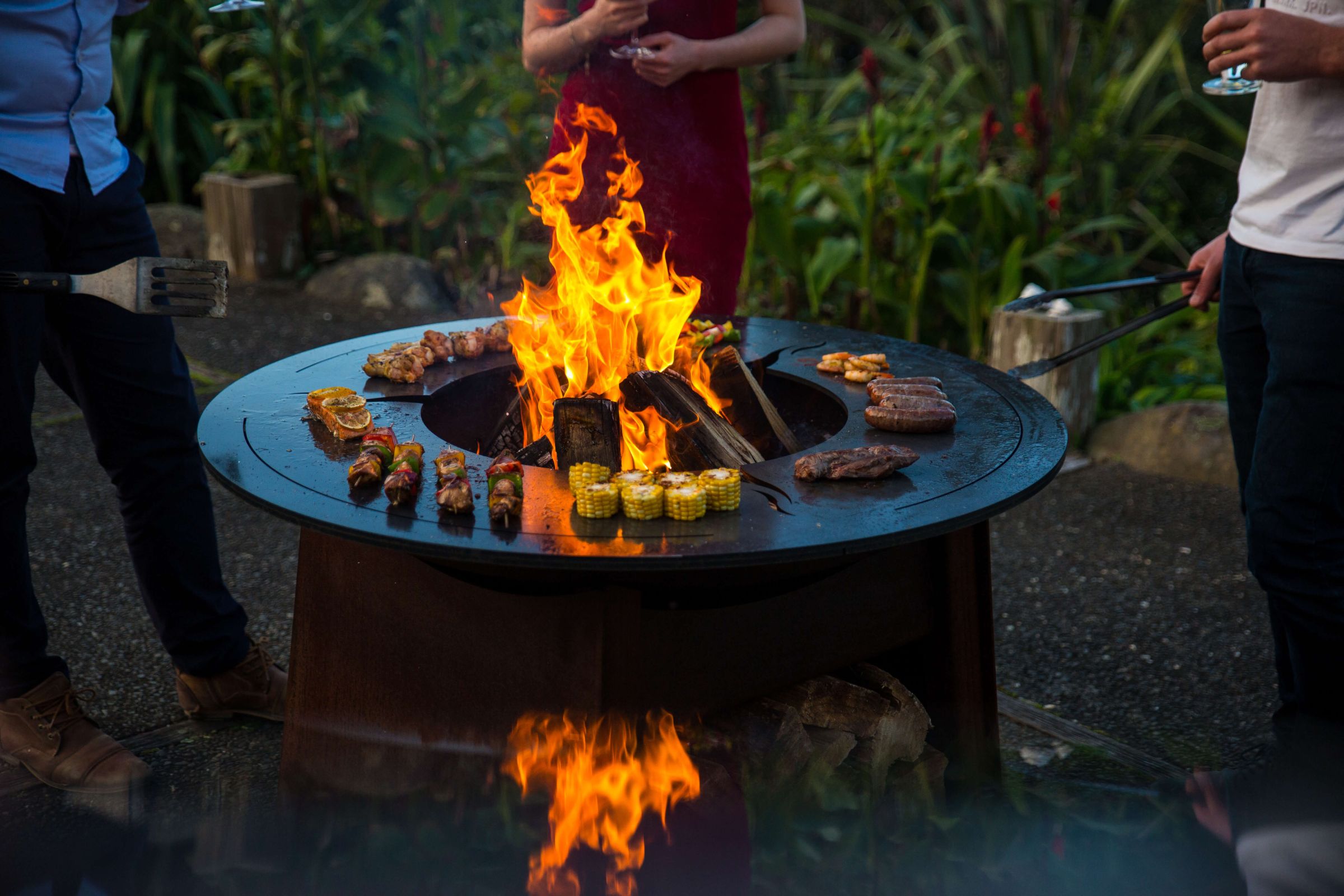 Cooking on the fire pit