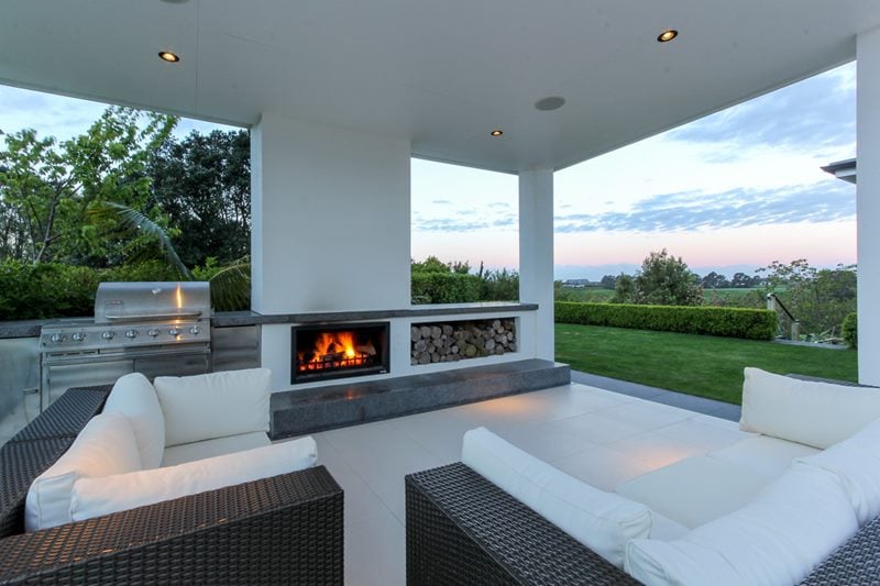 Designer outdoor fireplace