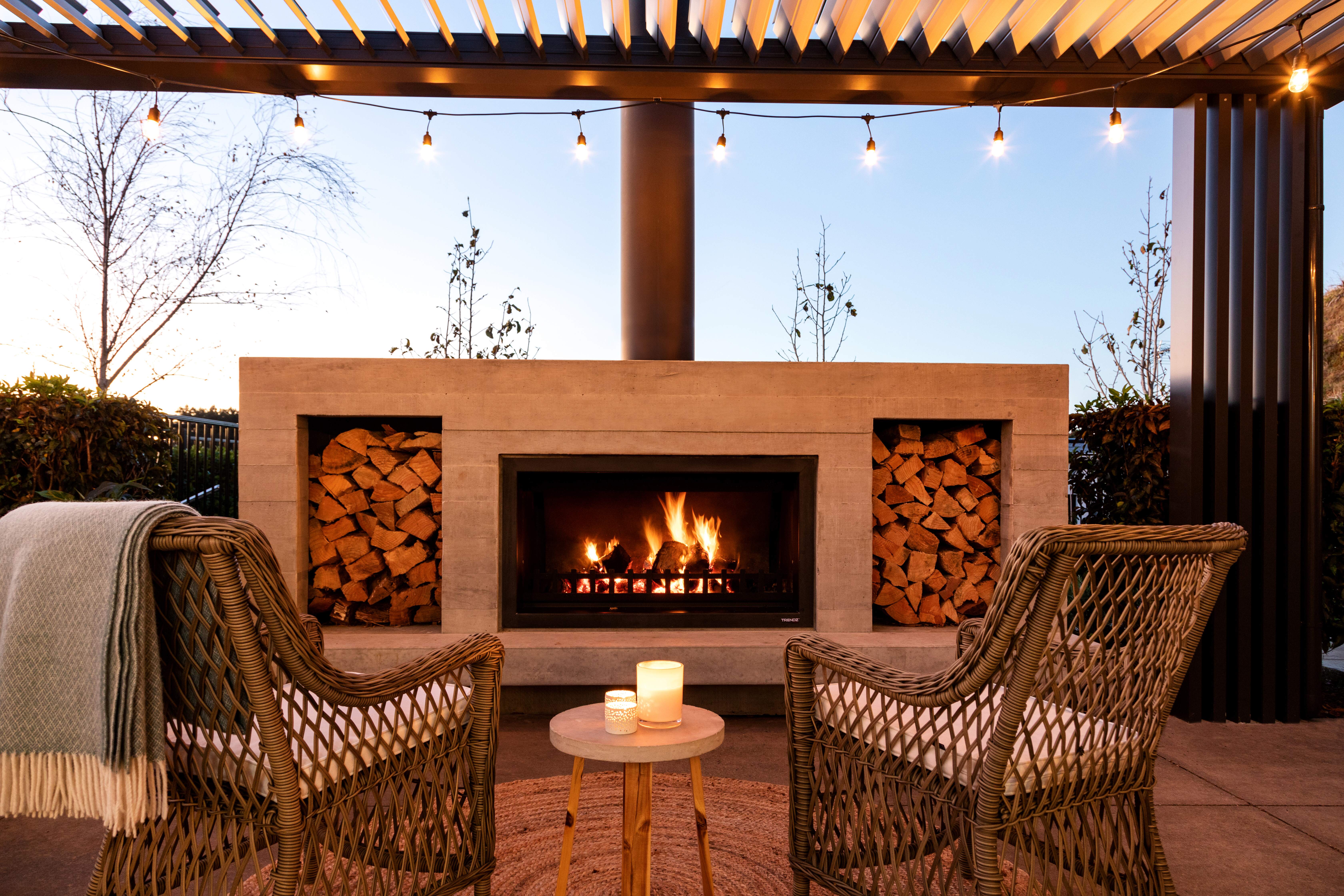 Custom outdoor fireplace