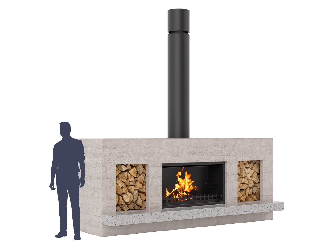 Single Peak outdoor fireplace render