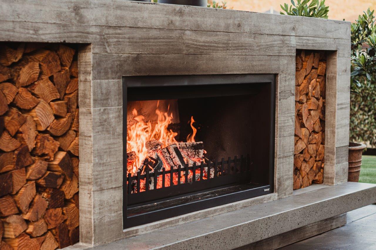 Largest outdoor fireplace wood boxes