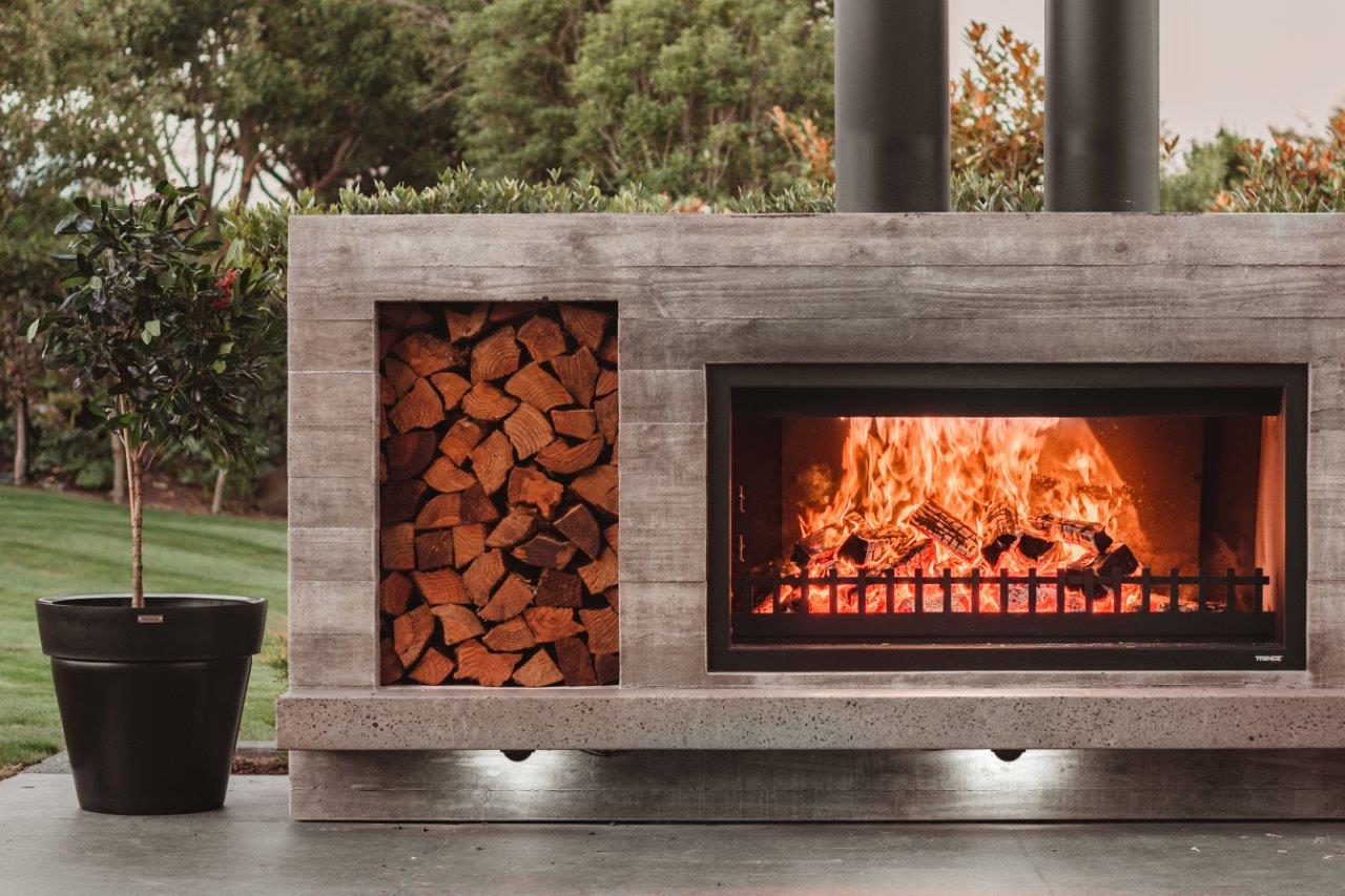 Largest outdoor fireplace wood boxes